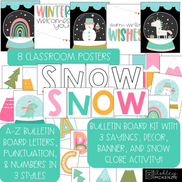 Winter Snow Globe Bulletin Board, Classroom Posters, and A-Z Bulletin Board Letters Bundle Winter Snow Globe Bulletin Board, Classroom Posters, and A-Z Bulletin Board Letters Bundle