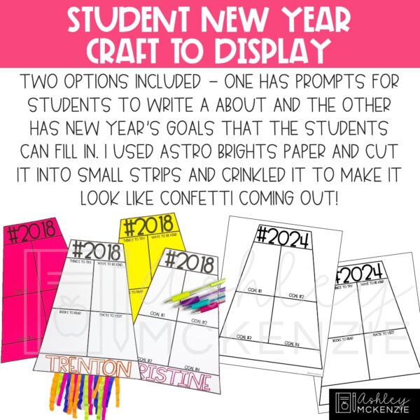New Years Resolutions Craftivity & Bulletin Board or Door Decor New Years Resolutions Craftivity & Bulletin Board or Door Decor