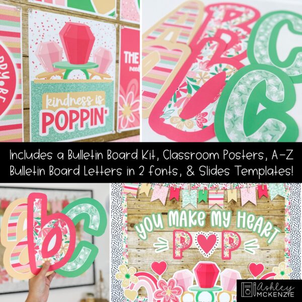 Valentine Pop Bulletin Board, Posters, A-Z Letters, and Google Slides Templates Bundle - Seasonal Classroom Decor Valentine Pop Bulletin Board, Posters, A-Z Letters, and Google Slides Templates Bundle - Seasonal Classroom Decor