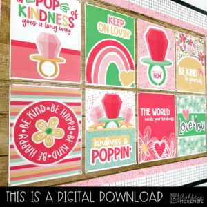 Valentine Pop Bulletin Board, Posters, A-Z Letters, and Google Slides Templates Bundle - Seasonal Classroom Decor