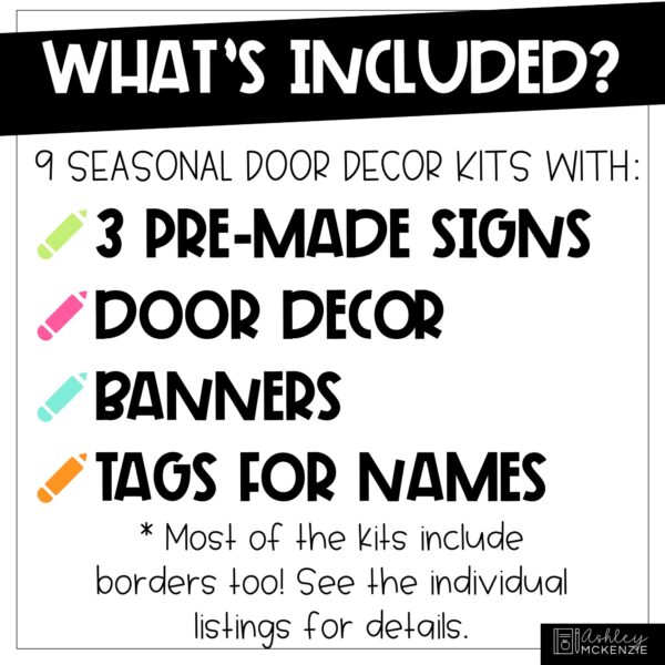 Seasonal Classroom Door Decor Kits Bundle #1 Seasonal Classroom Door Decor Kits Bundle #1