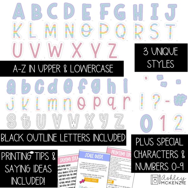 Pastel Sweets A-Z Bulletin Board Letters, Punctuation, and Numbers Pastel Sweets A-Z Bulletin Board Letters, Punctuation, and Numbers
