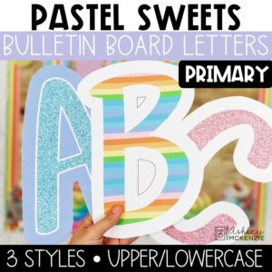 Pastel Sweets Primary Font A-Z Bulletin Board Letters, Punctuation, and Numbers