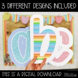 Pastel Sweets Primary Font A-Z Bulletin Board Letters, Punctuation, and Numbers