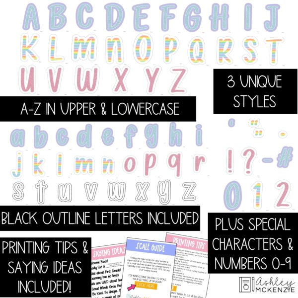 Pastel Sweets Primary Font A-Z Bulletin Board Letters, Punctuation, and Numbers Pastel Sweets Primary Font A-Z Bulletin Board Letters, Punctuation, and Numbers