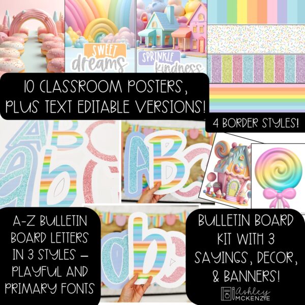 Pastel Sweets Back to School Bulletin Board, Posters, A-Z Letters, and Google Slides Templates Bundle - Classroom Decor Pastel Sweets Back to School Bulletin Board, Posters, A-Z Letters, and Google Slides Templates Bundle - Classroom Decor
