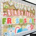 Spring Fresh Start Bulletin Board, Posters, A-Z Letters, and Google Slides Templates Bundle - Seasonal Classroom Decor