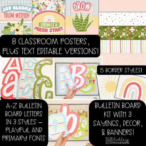 Spring Fresh Start Bulletin Board, Posters, A-Z Letters, and Google Slides Templates Bundle - Seasonal Classroom Decor Spring Fresh Start Bulletin Board, Posters, A-Z Letters, and Google Slides Templates Bundle - Seasonal Classroom Decor